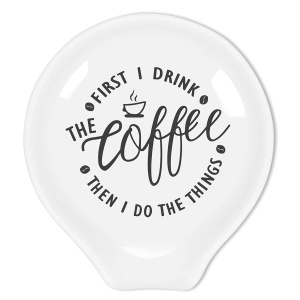 Funny Coffee Spoon Rest-But First Coffee Ceramic Spoon Holder-Cafe Station Bar Accessories